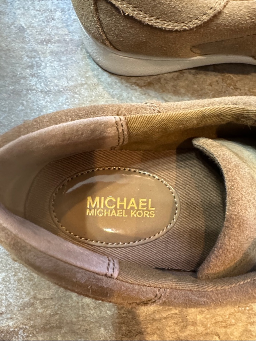 Michael Kors Women's Tan Suede Lace-Up Sneakers - Picture 3 of 5